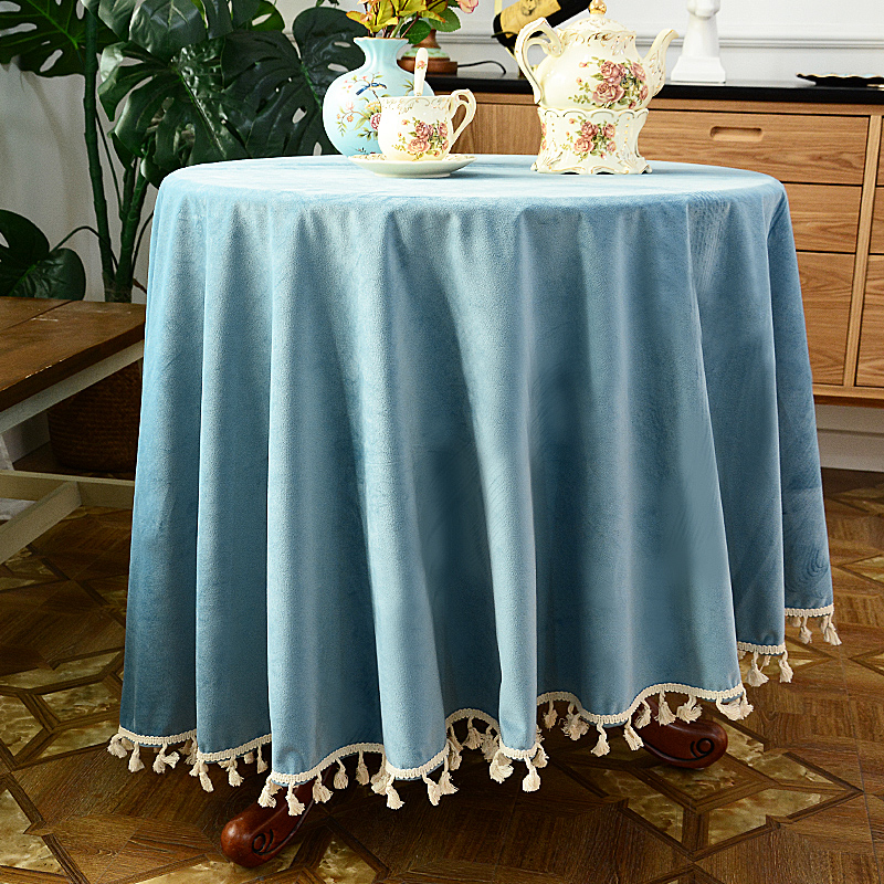 桌布圆形家用茶几台布简约纯色