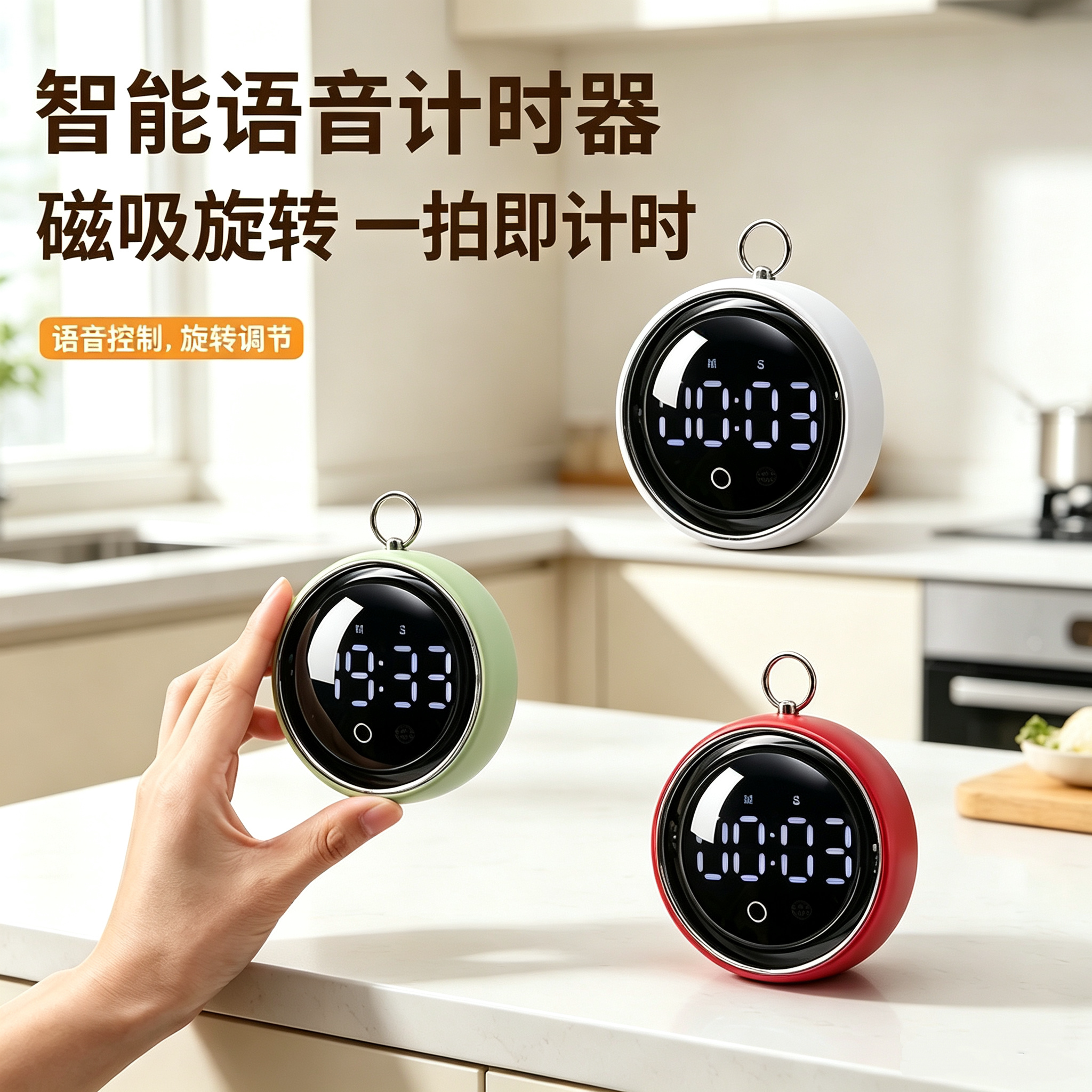 智能语音磁吸旋转计时器