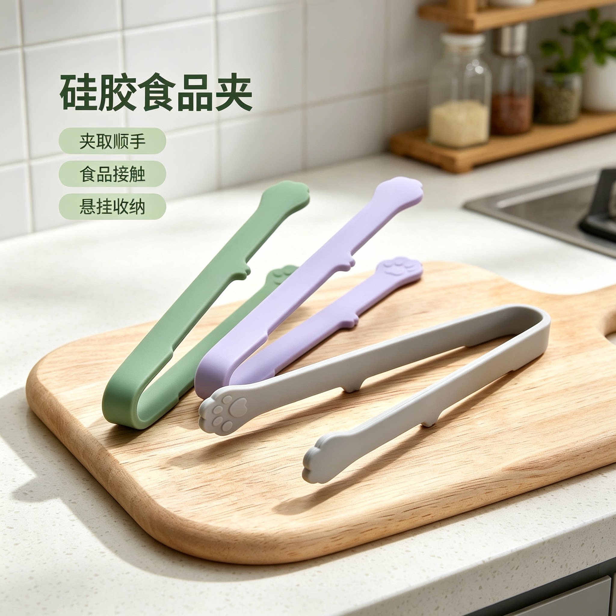 硅胶猫爪不脏手薯片夹