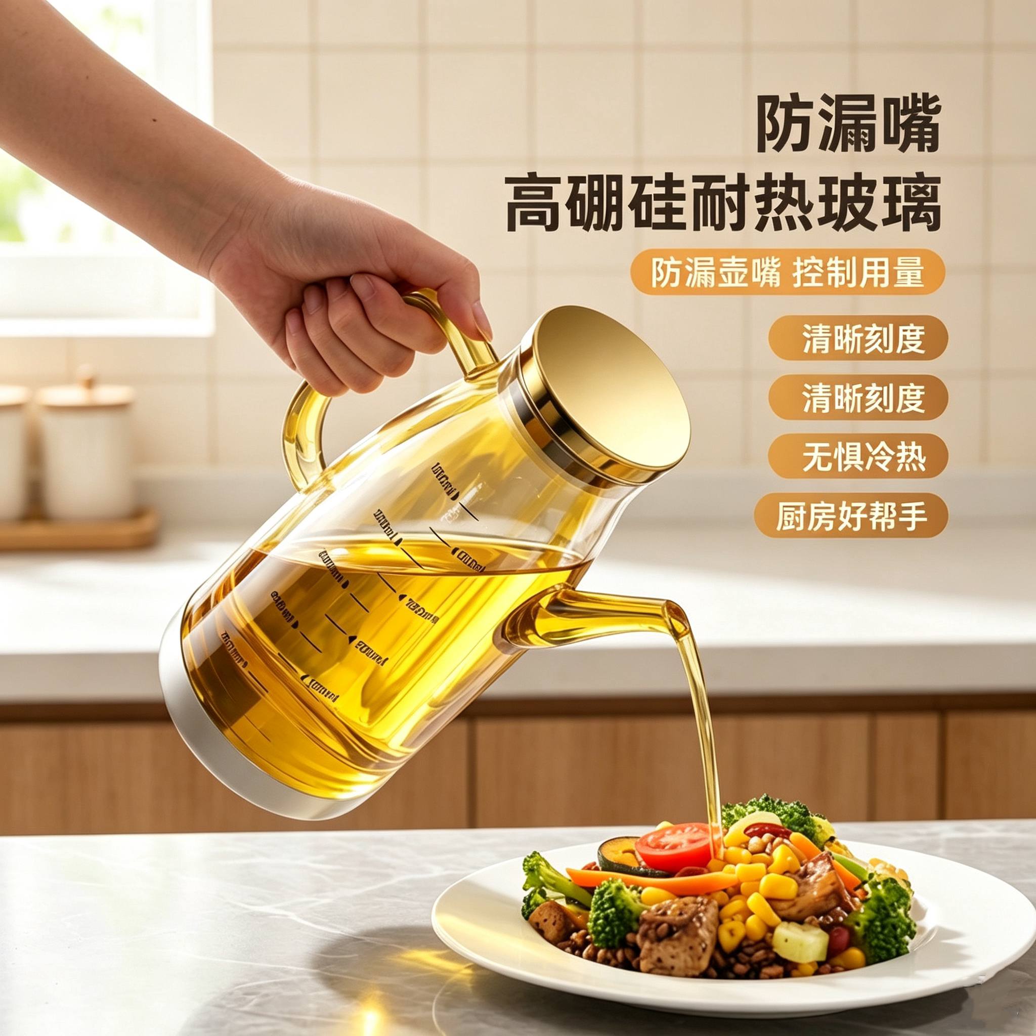 高硼硅不挂油大容量厨房油壶