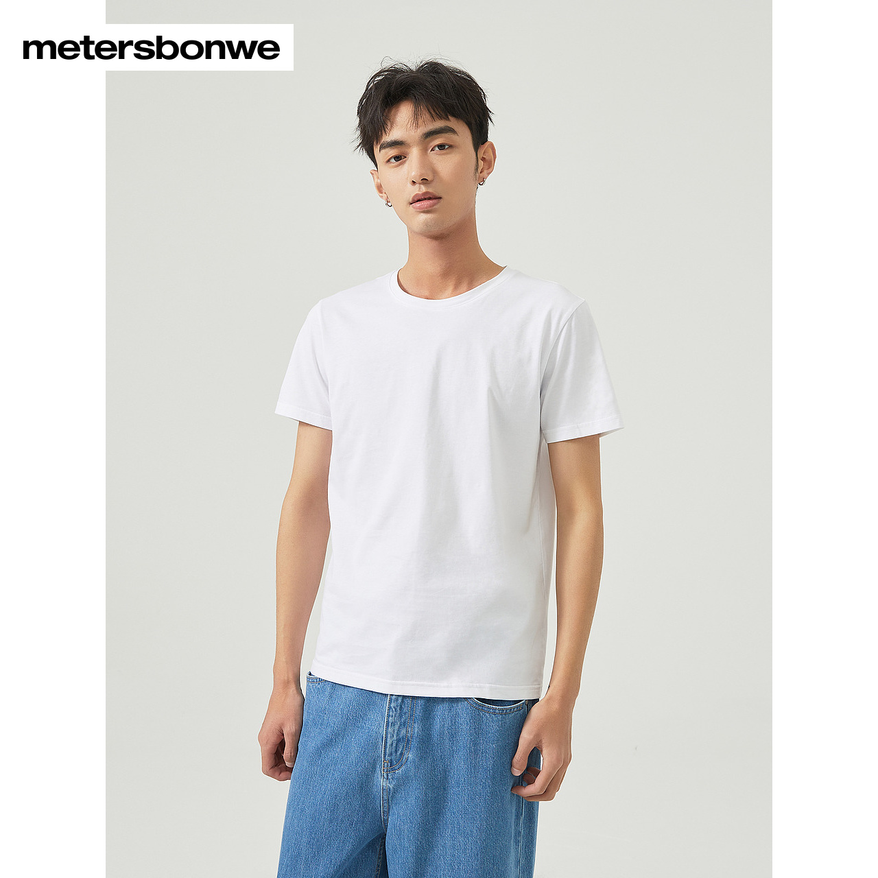 美特斯邦威短袖男夏季热卖纯色简约休闲学生质感舒适圆领t恤