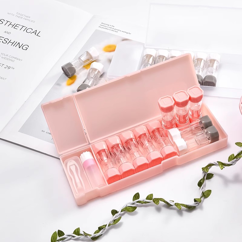 晰雅8副装RGP隐形眼镜盒双头近视多副透明便携收纳硬性眼睛美瞳盒