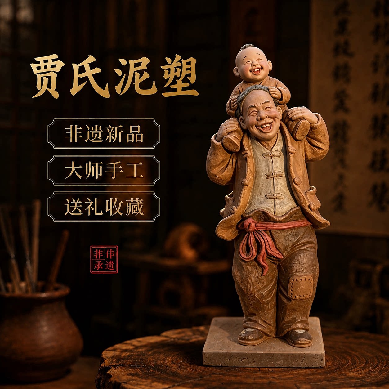 复古摆件泥塑桌面摆件装饰品办公室摆件高级感小众创意茶桌摆件