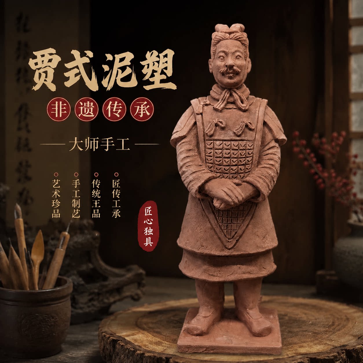 贾氏泥塑非遗传承特色手工工艺品