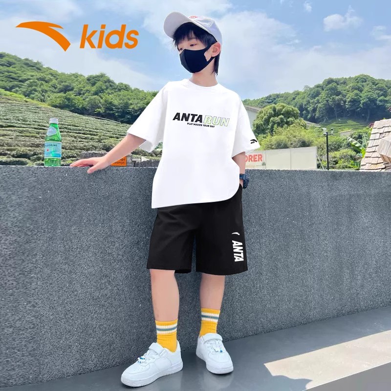 安踏童装男童运动套装儿童短袖短裤夏装大童速干衣男孩篮球服春夏