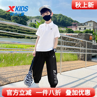特步童装男童POLO衫短袖运动套装2026夏装大童长裤儿童速干运动服