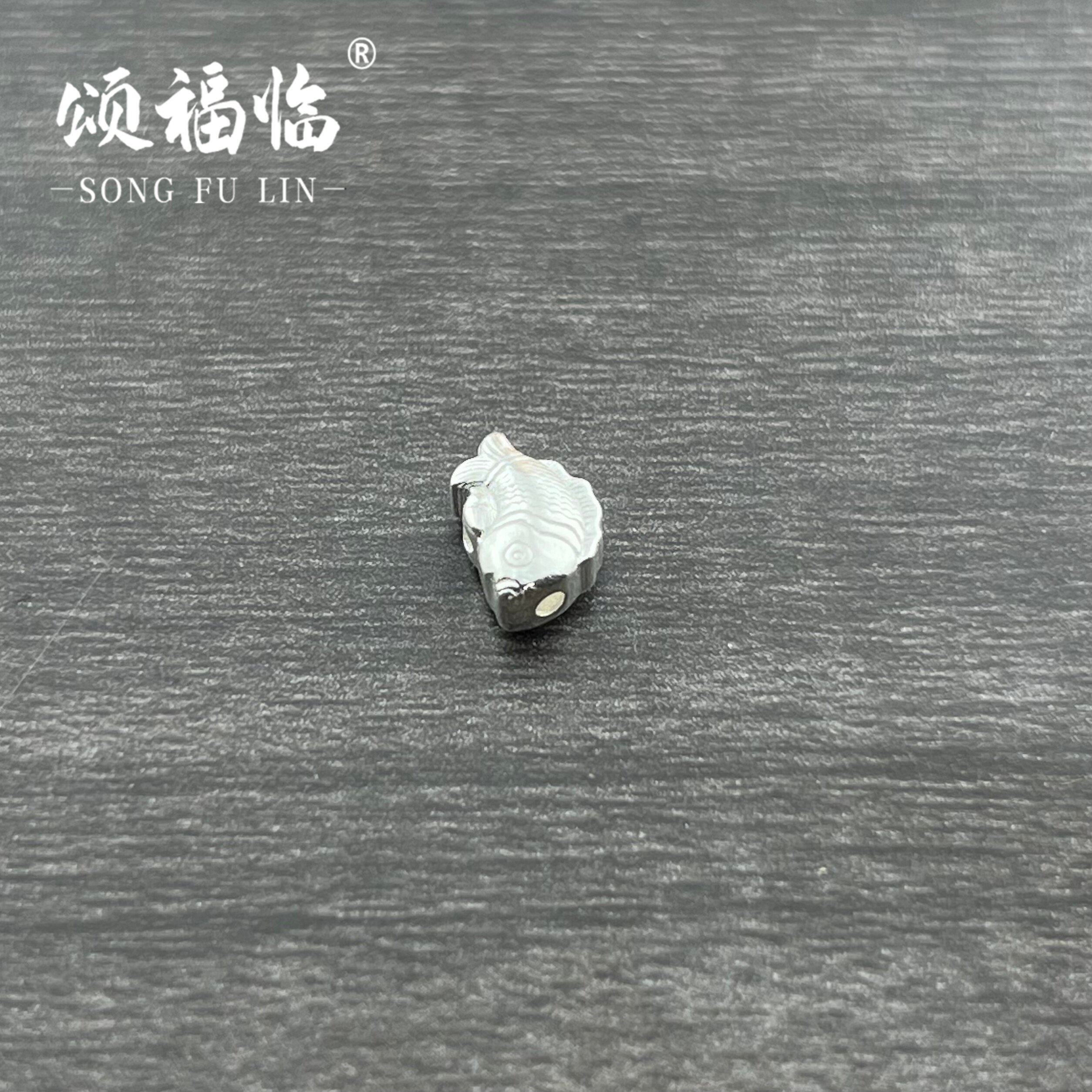 足银999DIY配件3D工艺素银鱼跃龙门隔珠串珠配饰编织手串手链项链