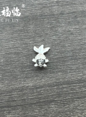足银999DIY配件3D素银波波鱼鲤鱼