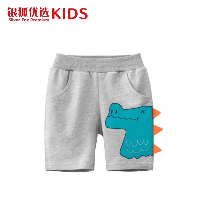 银狐优选kids男童短裤夏季宝宝纯棉五分裤小鳄鱼卡通休闲运动裤子