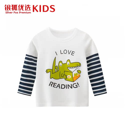银狐优选27kids童装2026春秋季新品INS韩版卡通长袖T恤男宝宝休闲