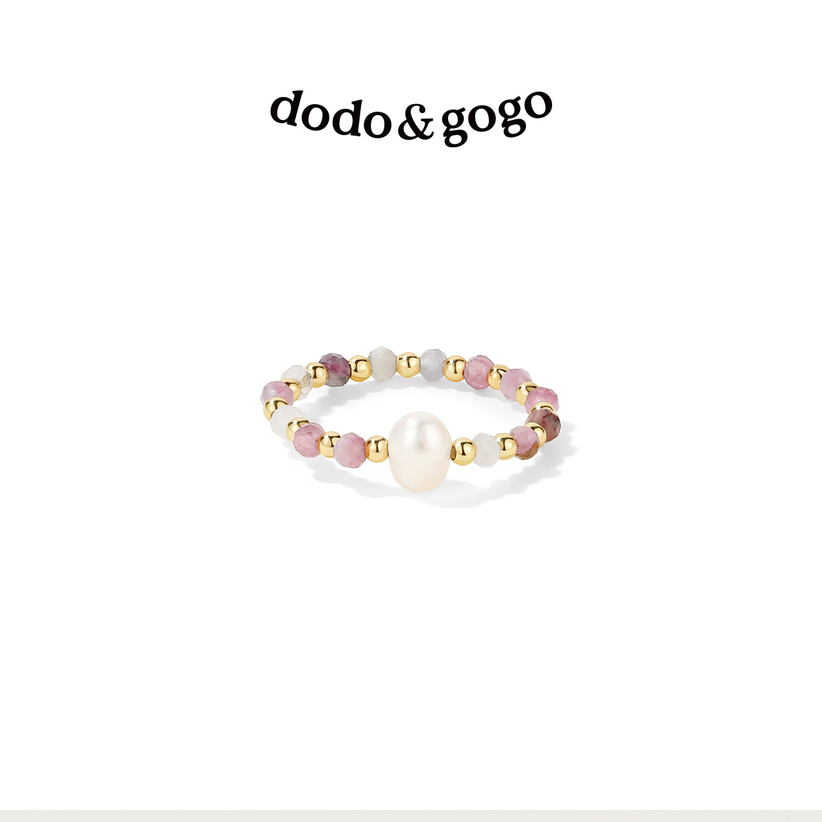 dodogogo彩色水晶淡水珠戒指