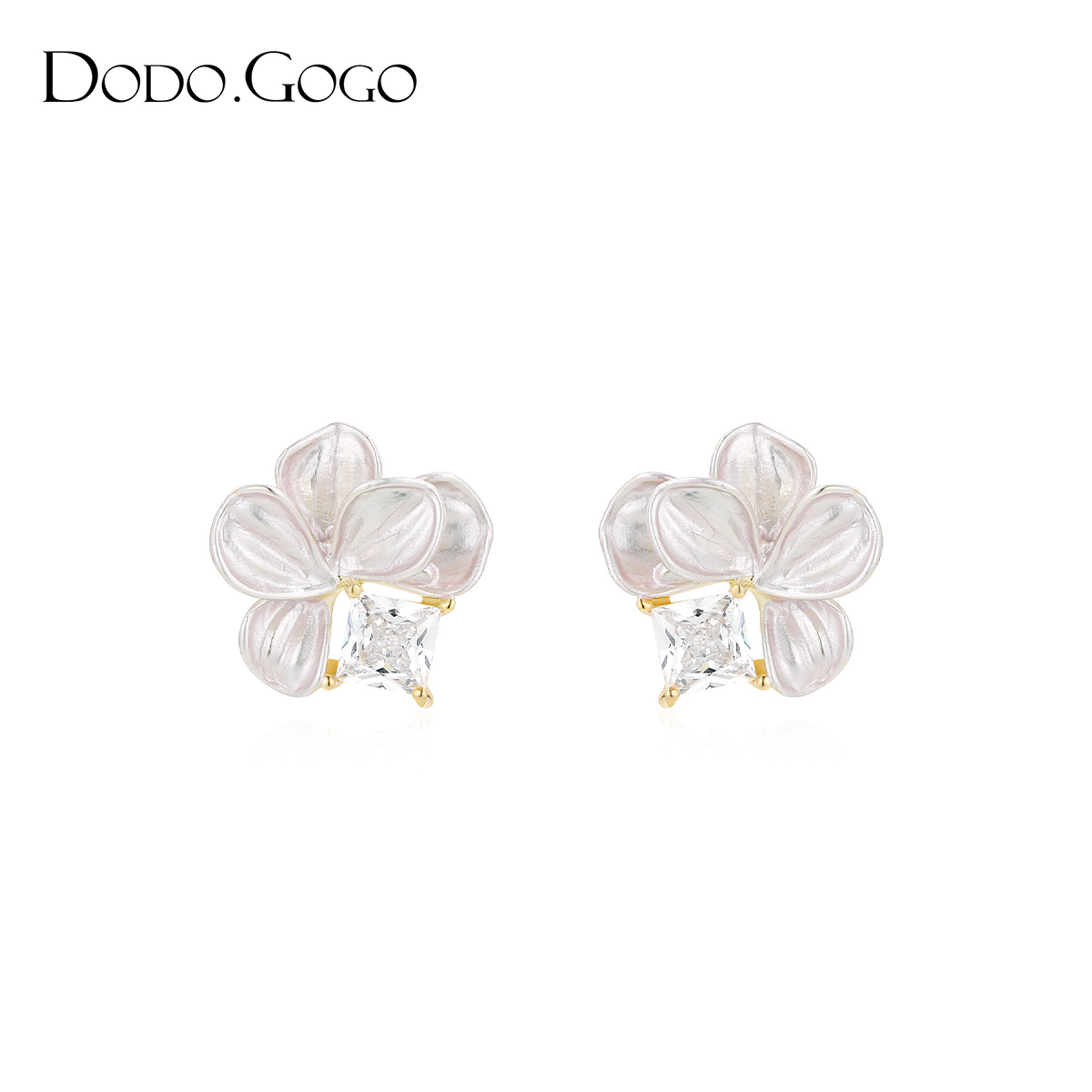 DODOGOGO花朵耳环女小众设计感花瓣耳钉2025新款爆款耳饰轻奢耳夹