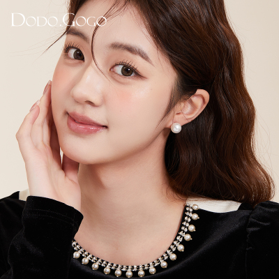 DODOGOGO施家珍珠耳夹无耳洞女蚊香盘耳环小众耳饰品高级感耳钉