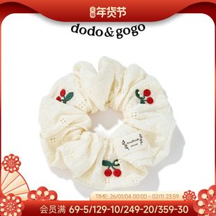DODOGOGO可爱樱桃大肠发圈2025新款休闲发饰蕾丝女高级感扎头头饰