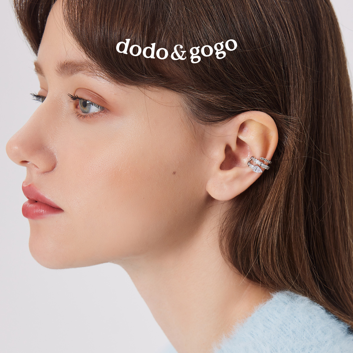 dodogogo菱纹格水滴锆石耳骨夹
