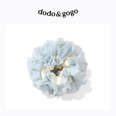 DODOGOGO法式雾感网纱花边蓝色大肠发圈丸子头发绳高级韩国女头绳