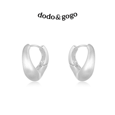 DODOGOGO拉丝马蹄银色百搭耳环