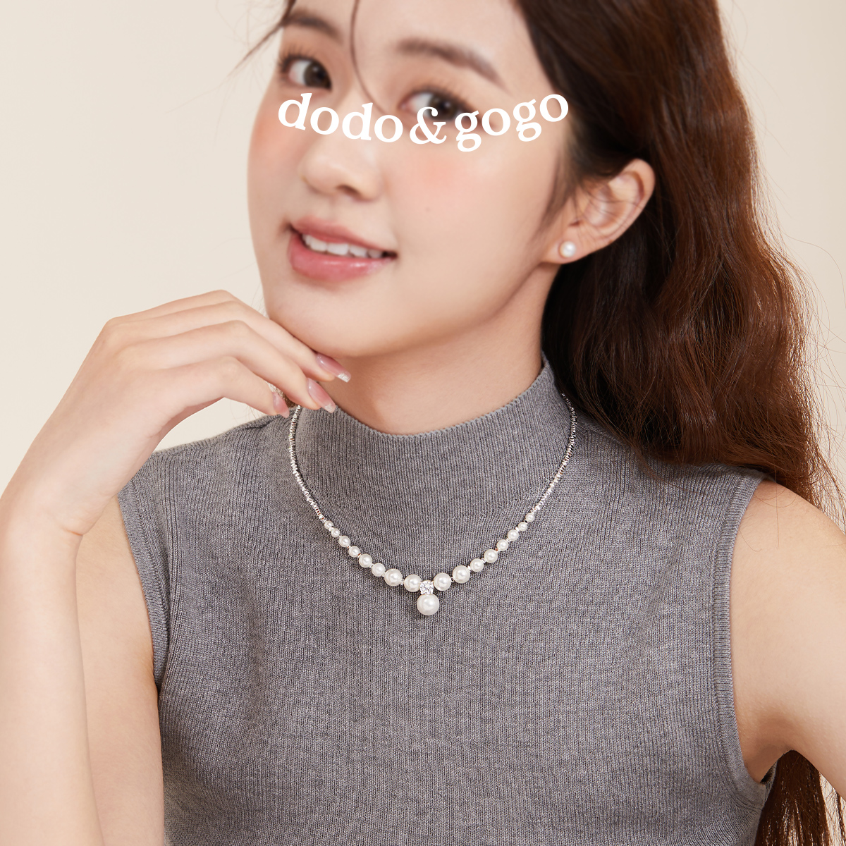 DODOGOGO碎银子仿珍珠项链锁骨链