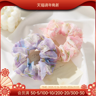DODOGOGO韩系发圈高级感大肠发绳春夏气质晕染花朵肥肠头花发饰