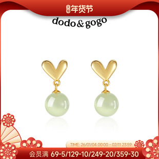 DODOGOGO爱心耳钉复古猫眼石气质精致耳环耳坠2025新款爆款耳饰女
