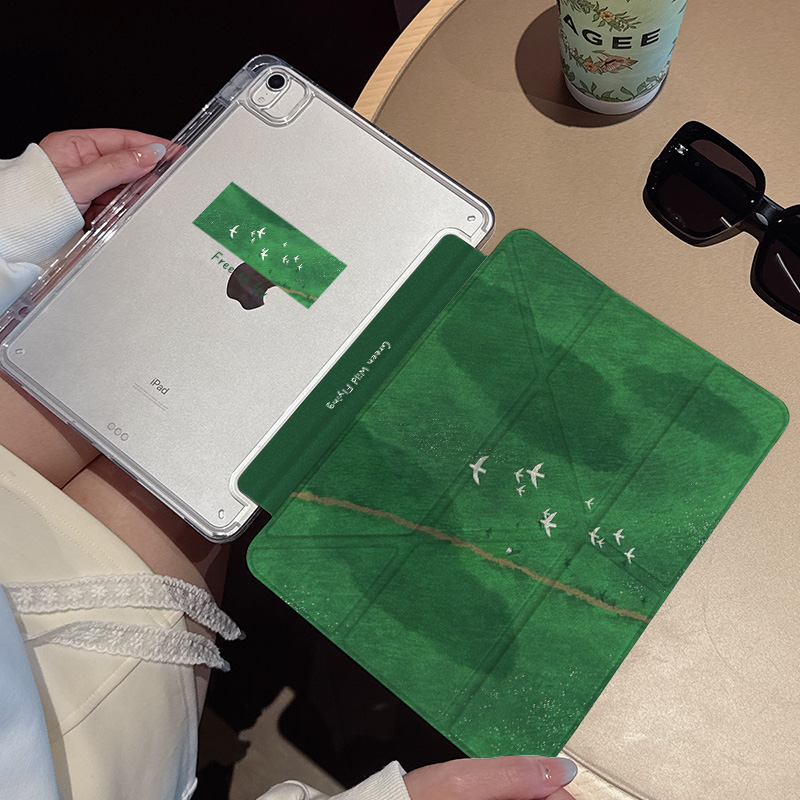 matepadair12保护套绿色y折亚克力带笔槽磁吸壳pro12.2平板10.8带笔槽防摔10.2透明10.9pro13适用小米7带搭扣