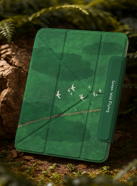 适用苹果ipadair7保护壳ipadpro保护套ipad平板11代2025款无笔槽13寸透明亚克力air6超薄包磁吸绿色复古感a16