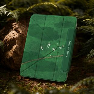 适用苹果ipadair7保护壳ipadpro保护套ipad平板11代2025款 无笔槽13寸透明亚克力air6超薄包磁吸绿色复古感a16