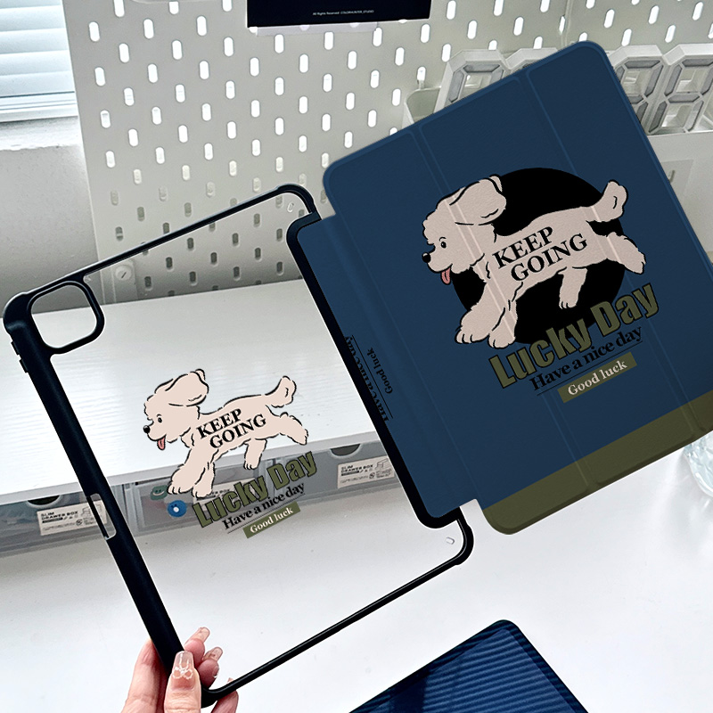 ipad9保护壳ipadair5/6保护套2024新款适用苹果mini6/5亚克力幸运犬vivo/oppo可爱小狗pro11英寸全包防摔10代