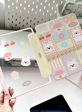 适用苹果ipad2024保护套带笔槽粉色10.2寸ipad9旋转亚克力壳air6防弯第八代oppopad2小狗12.9新13英寸vivopad