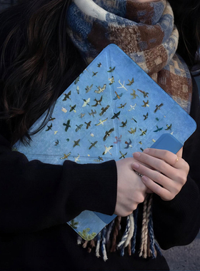 蓝色群鸟适用苹果mini7带笔槽5外壳第11代硅胶2026款air7平板ipadpro11保护套磁吸双面夹防摔3+y折matepad11