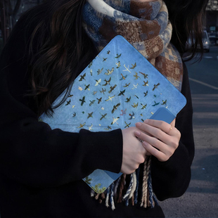 蓝色群鸟适用苹果mini7带笔槽5外壳第11代硅胶2026款air7平板ipadpro11保护套磁吸双面夹防摔3+y折matepad11