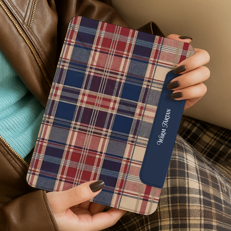 温暖格调纹2025新款ipad11保护壳Air7套air6格子女生pro11寸亚克力10平板y折磁吸双面夹9适用小米8pro可拆卸