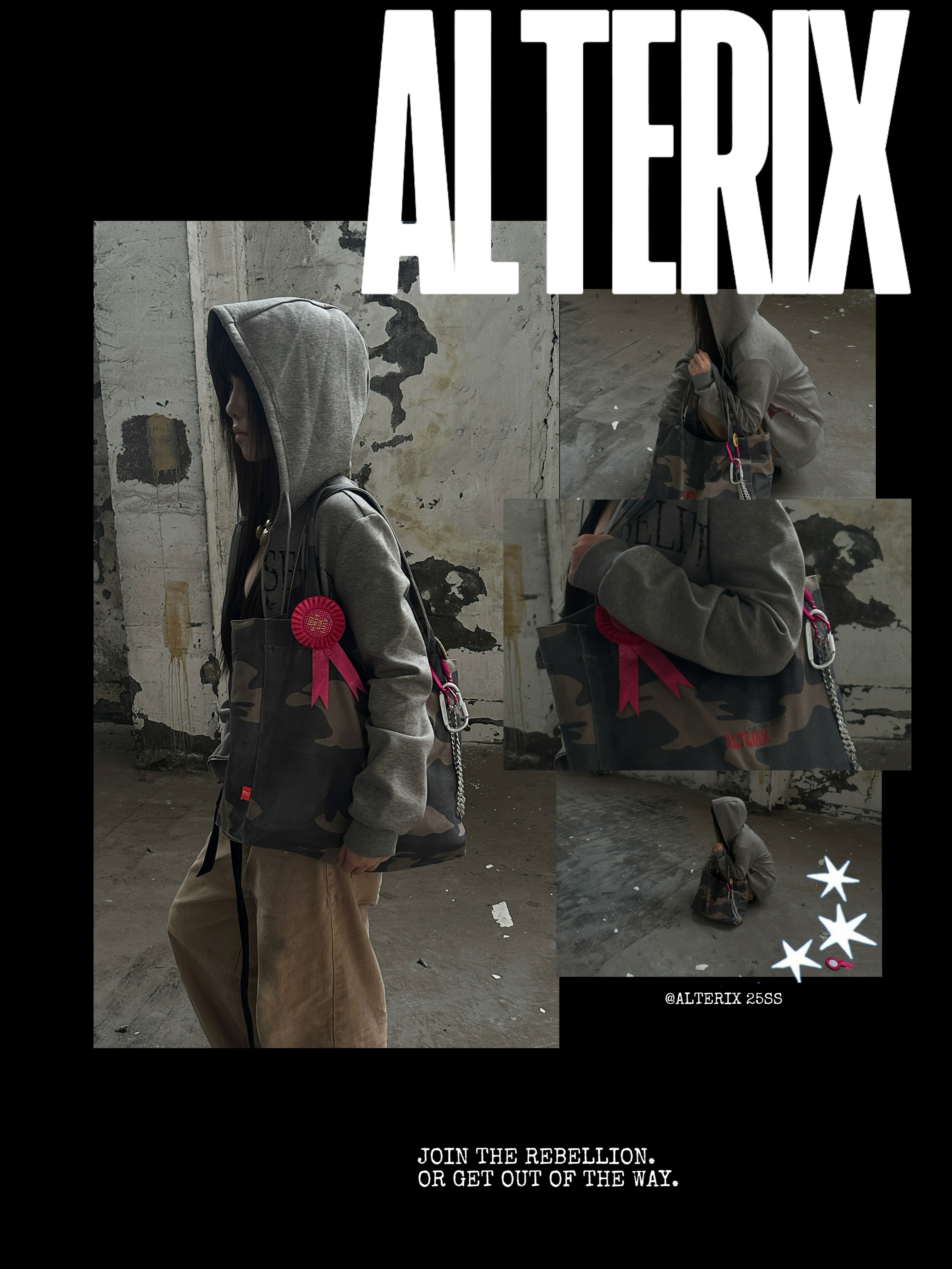 【吴谨言同款】ALTERIX25SS 反叛辣妹迷彩帆布包新品大容量日常