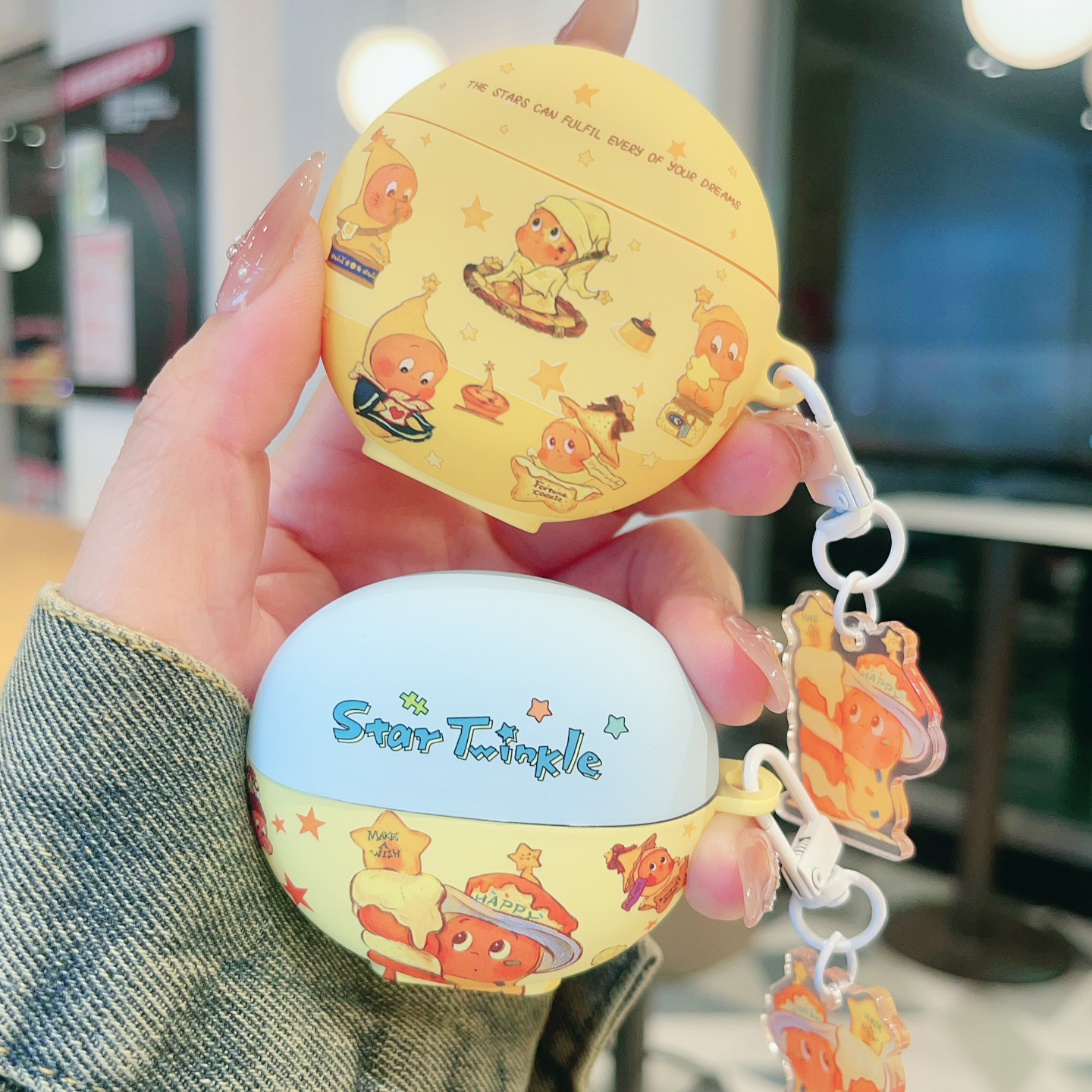 卡通黄底蜡烛星星人适用新款华为Pro5蓝牙保护套华为freeClip2耳机壳7i/6i/5i软壳磨砂水贴华为se4anc耳机套