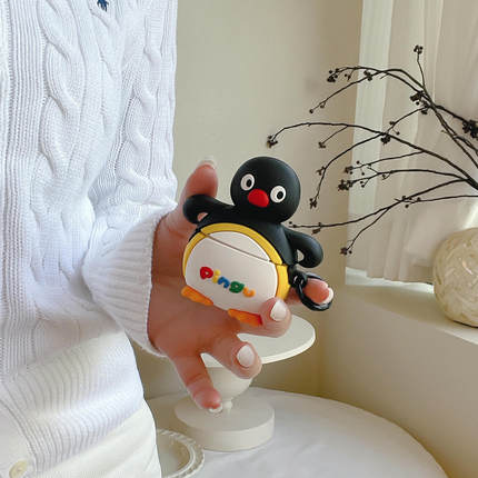 卡通趣味PINGU企鹅适用苹果Pro3蓝牙耳机壳airpods4保护套新三代一二代软壳pro2硅胶airpods3苹果4代耳机套女