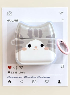 适用Airpods4代耳机保护套灰色小猫咪耳机壳三代pro苹果蓝牙耳机套airpodspro2保护壳airpods2/3代ipods软壳
