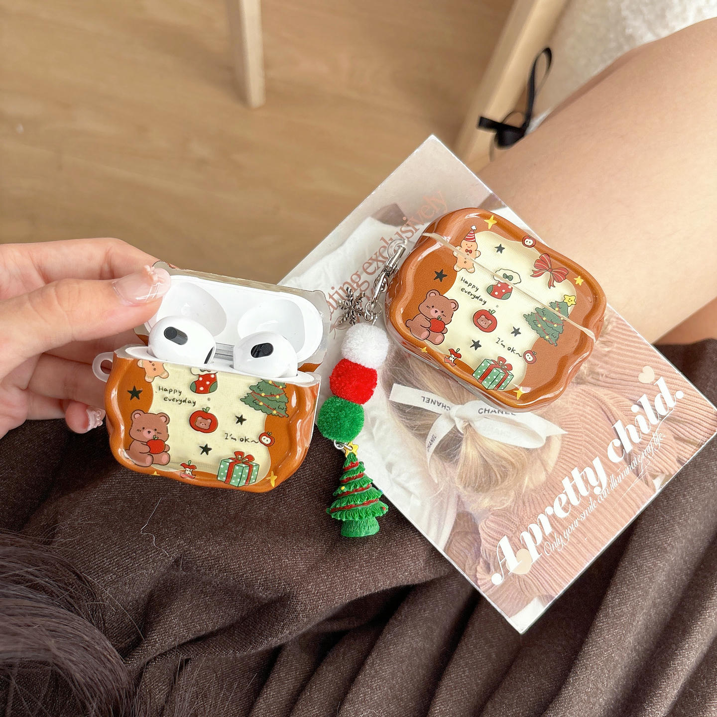 可爱呆萌圣诞小熊适用苹果airpodspro3代蓝牙耳机套airpods4降噪版新三代pro2软壳硅胶新款pro3苹果4代耳机壳