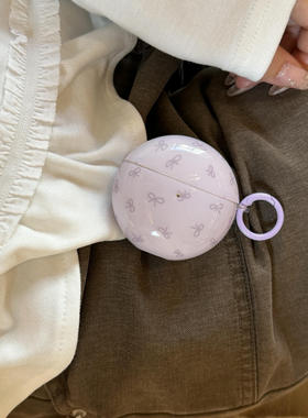 ins风紫色蝴蝶结适用华为freeclip2蓝牙耳机壳7i/5i/6i软壳防摔se2/se3保护套三星3pro耳机套2pro/Live/FE女