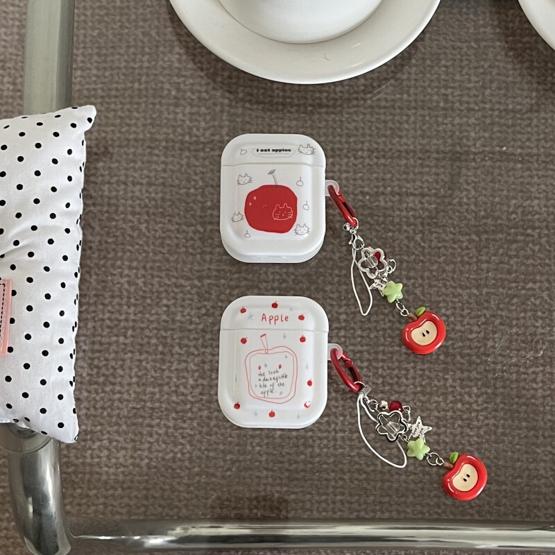 苹果耳机airpods4代耳机保护壳线条涂鸦苹果耳机壳airpodspro2/pro蓝牙耳机带挂件airpods3耳机软