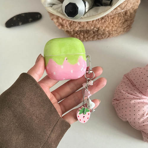 趣味简约粉色草莓适用华为clip2夹耳式保护套华为freebuds7i/5i/6i耳机壳三星buds3pro软壳新款三星core2025