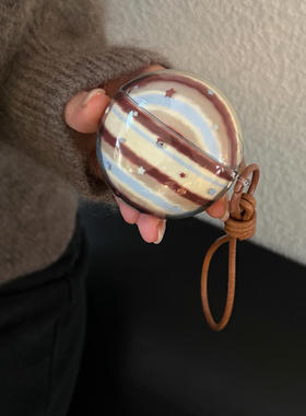 ins风蓝棕条纹星星适用华为Freeclip2耳机壳5i/6i华为freebuds7i保护套se2/se3三星3pro耳机套三星core2025女