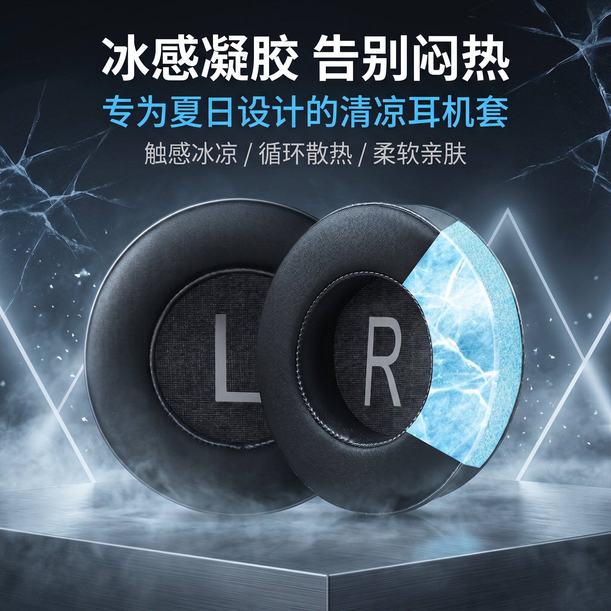 圆形冰感耳机套70-100mm通用耳机套圆形网吧网咖耳罩海绵套游戏耳机罩替换耳棉皮套耳麦耳垫保护套更换耳套