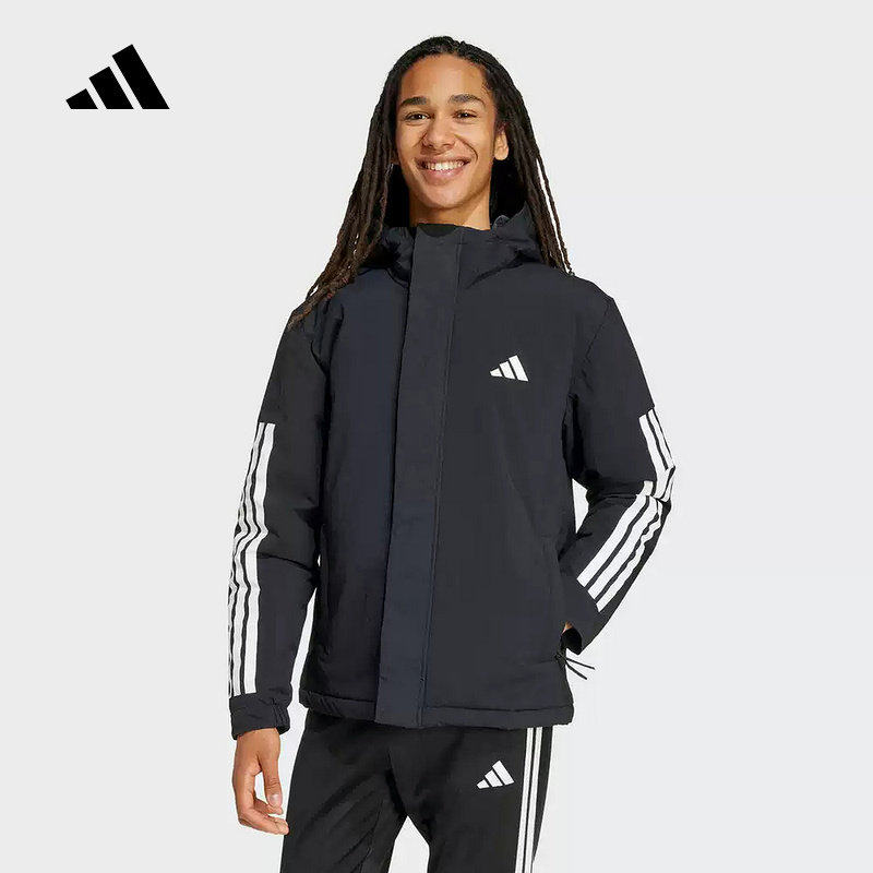 adidas阿迪达斯拒水防风保暖运动休闲连帽夹克男子短棉服 JY83