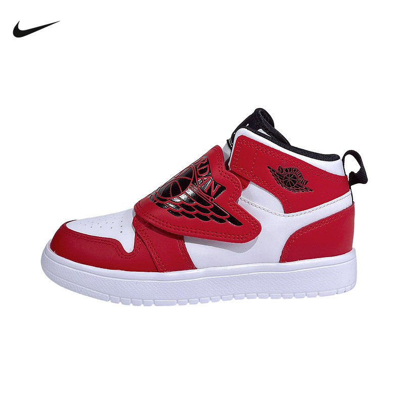 NIKE耐克小童鞋SKY JORDAN 1运动鞋中帮红色飞翼篮球鞋BQ7197-106