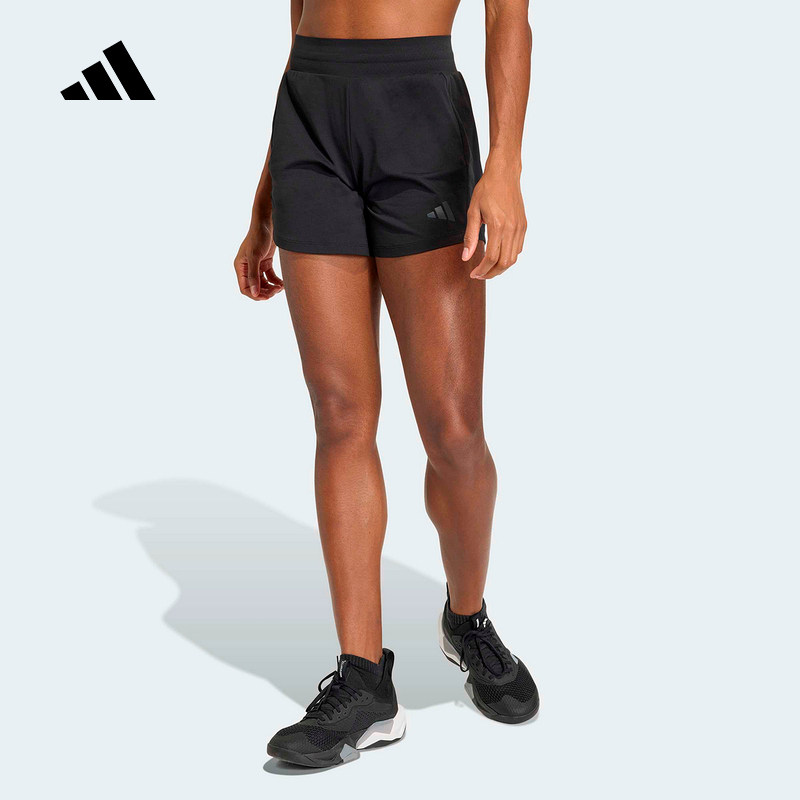 adidas阿迪达斯速干瑜伽跑步三分裤夏女紧身高腰针织短裤 KS1409