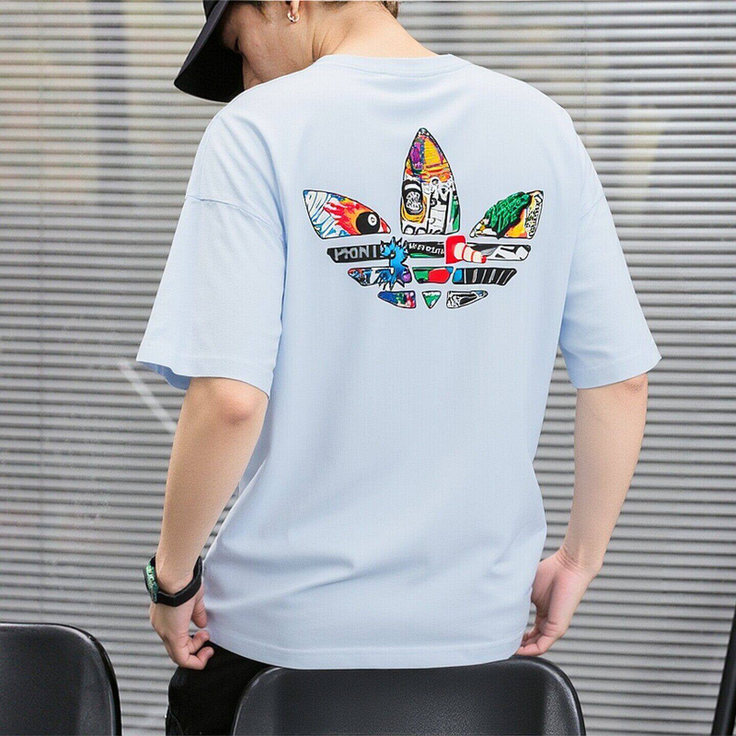 阿迪达斯三叶草短袖T恤男款夏季男士运动服半袖透气圆领休闲上衣