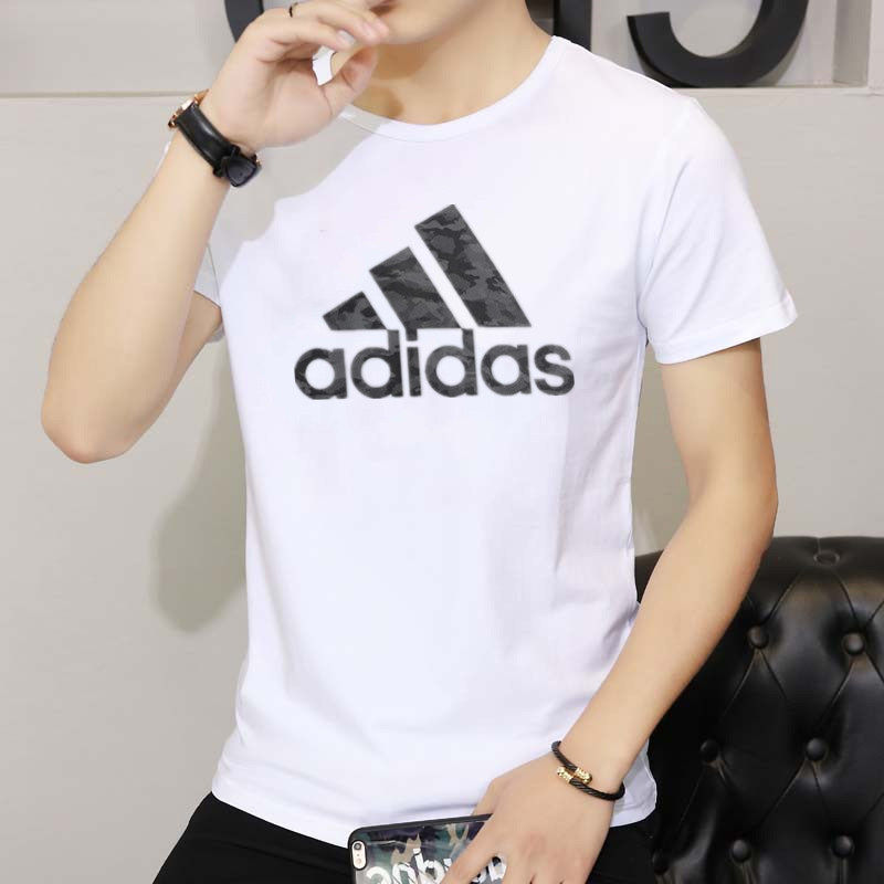 Adidas纯棉白色短袖T恤