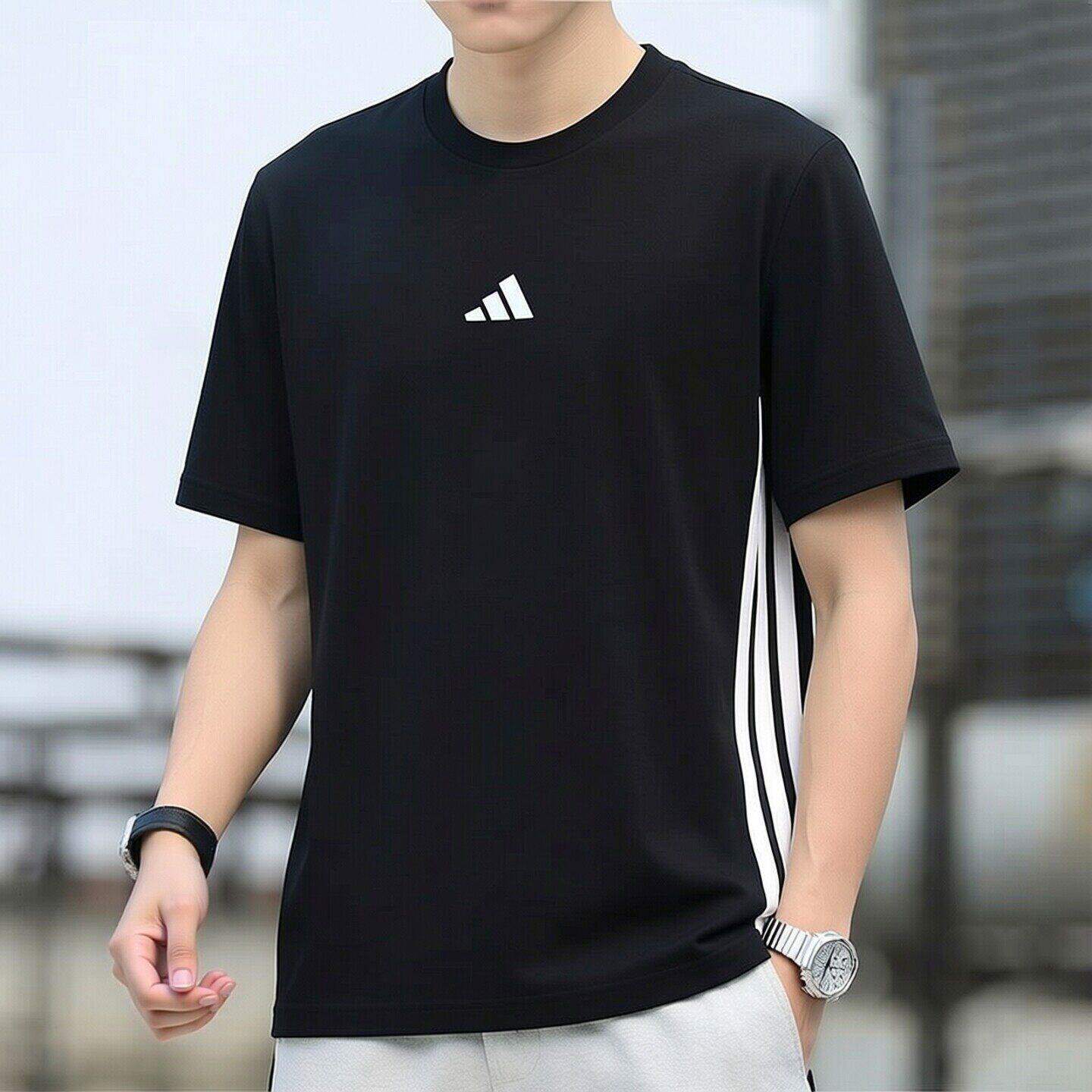 Adidas黑色T恤短袖男夏季