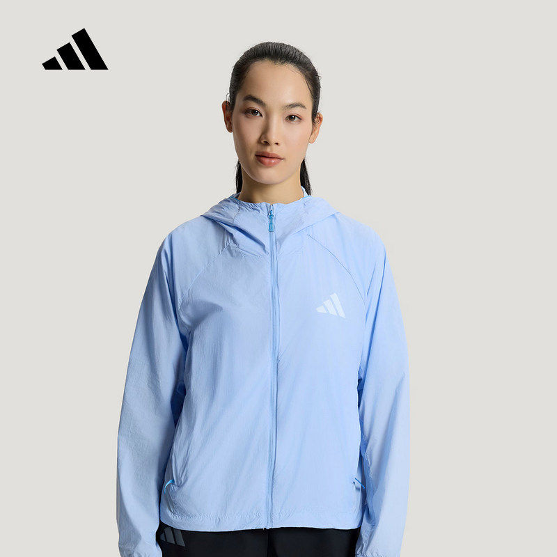 adidas阿迪达斯户外防晒防风外套2026夏女梭织运动连帽夹克KS3530