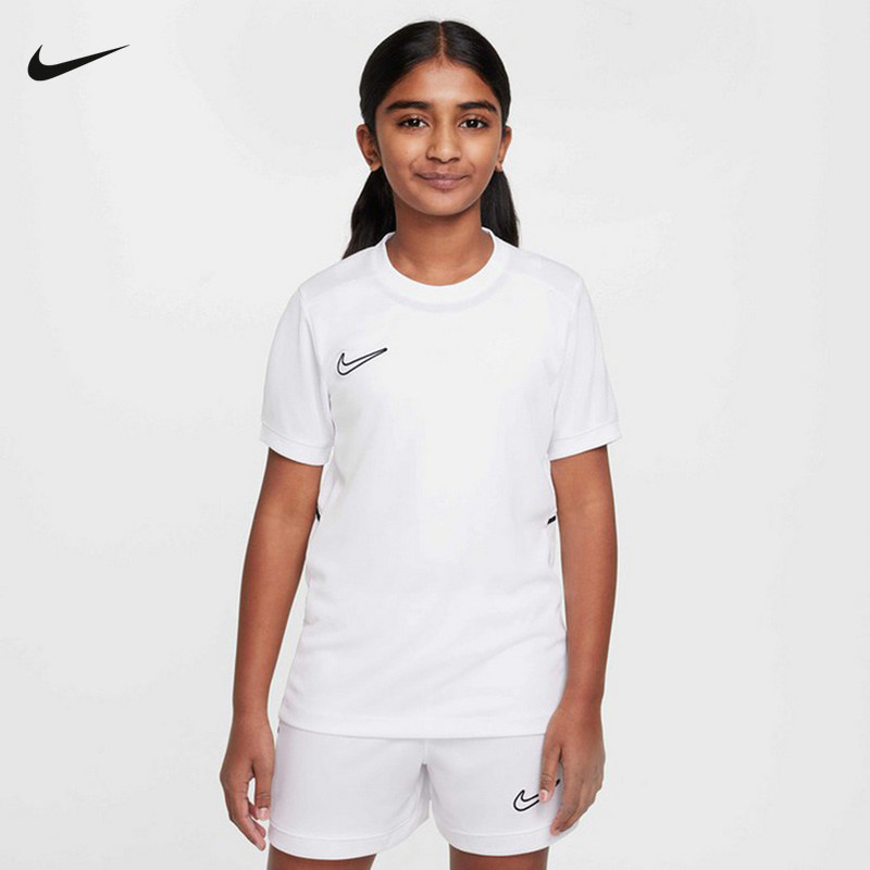 耐克NIKE大童短袖T恤夏新款男女童半袖休闲经典针织衫HJ3716-100
